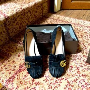 Gucci black suede shoes